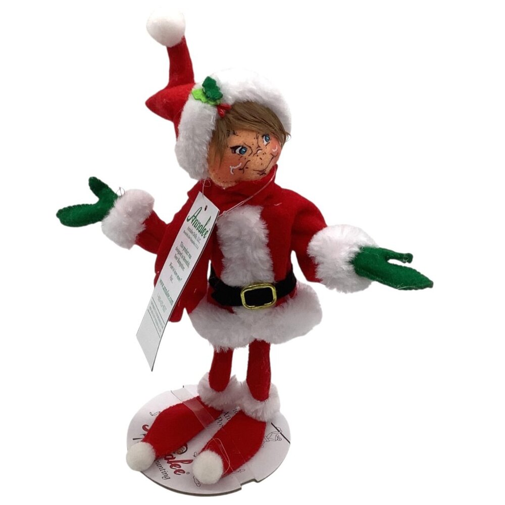 NWT ANNALEE DOLLS 9" Very Merry Red Elf 510620 Santa Hat Christmas Doll Decor